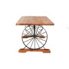 Nandri Acacia Wood and Metal Furniture Spoked Wheel Effect Dining Table